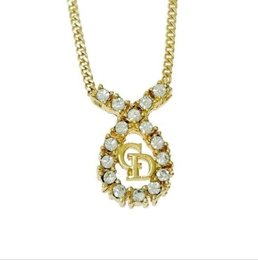 Dior Gold Necklace with Crystal Accents